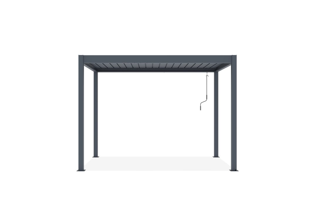 2026/06/1018.jpg Pergola bioclimatique autoportée PIANA 3x2m aluminium gris - Lames orientables – Image 1