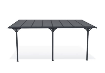 Pergola/Carport adossé 15m² KLEO 5x3m aluminium gris