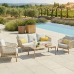 Salon de jardin en aluminium coloris bois - 5 places places - palawan - ozalide