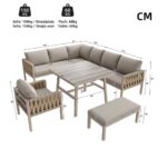 Salon de Jardin Modulable 5 Pièces - Canapé d'Angle, Coussins Inclus et Table Basse, Structure Métallique pour Terrasse - Beige – Image 2