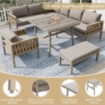 Salon de Jardin Modulable 5 Pièces - Canapé d'Angle, Coussins Inclus et Table Basse, Structure Métallique pour Terrasse - Beige – Image 8