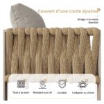 Salon de Jardin Modulable 5 Pièces - Canapé d'Angle, Coussins Inclus et Table Basse, Structure Métallique pour Terrasse - Beige