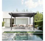 Pergola bioclimatique autoportée aluminium et acier gris Fred 4 x 3 m