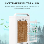 Climatiseur d'Air Portable 3-en-1 avec Réservoir d'Eau, Télécommande, Oscillation 90°, Minuterie et Ventilateur Silencieux – Image 6