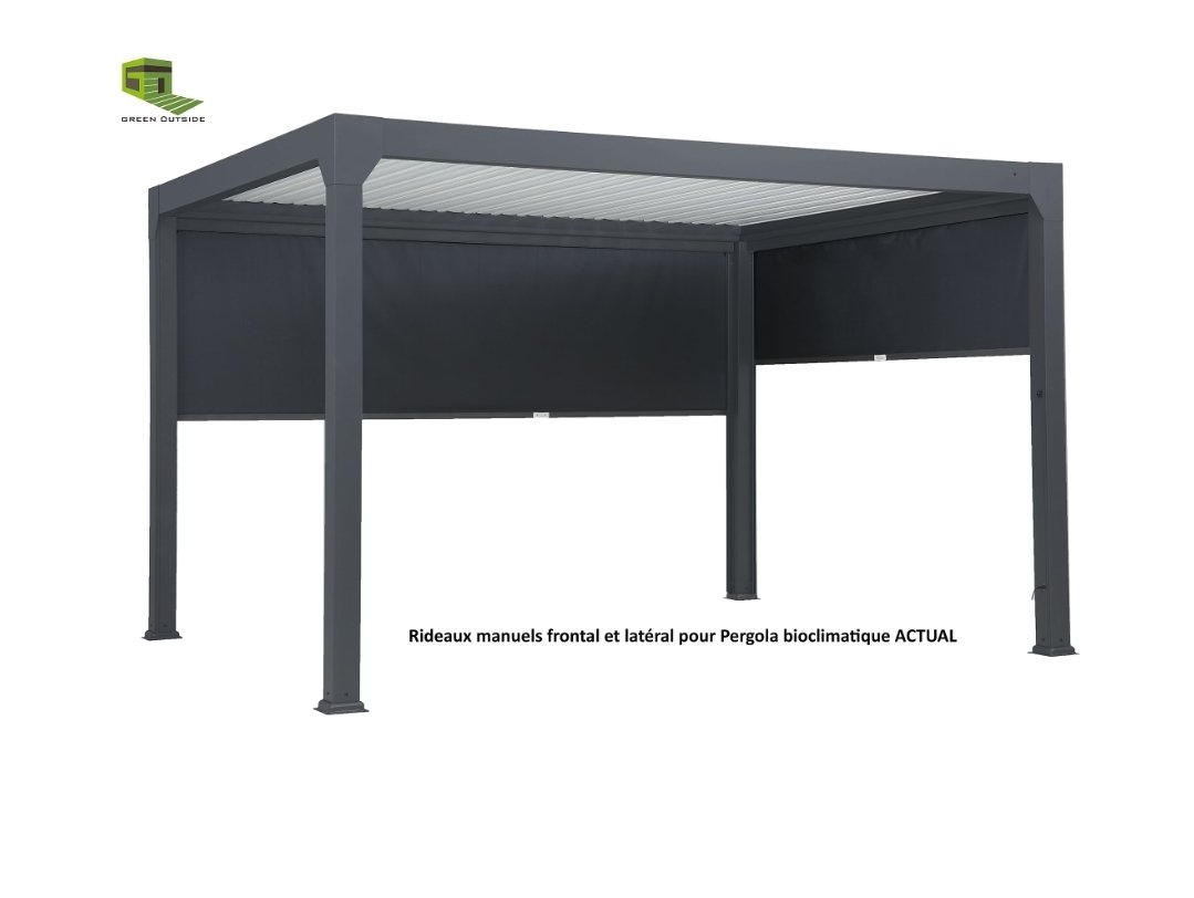 2026/07/1191.jpg Rideau latéral manuel Actual pour pergola Green Outside 3m coloris noir sablé – Image 1