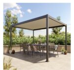 Pergola bioclimatique autoportante aluminium et acier gris Samiel 4x3 m – Image 3