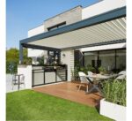 Pergola bioclimatique autoportante motorisée aluminium Oviedo gris 6 x 3 m – Image 3