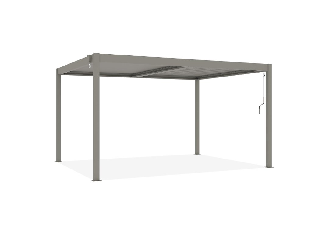 2026/07/1381.jpg Pergola bioclimatique autoportée PIANA 4x3m aluminium taupe - Lames orientables – Image 1